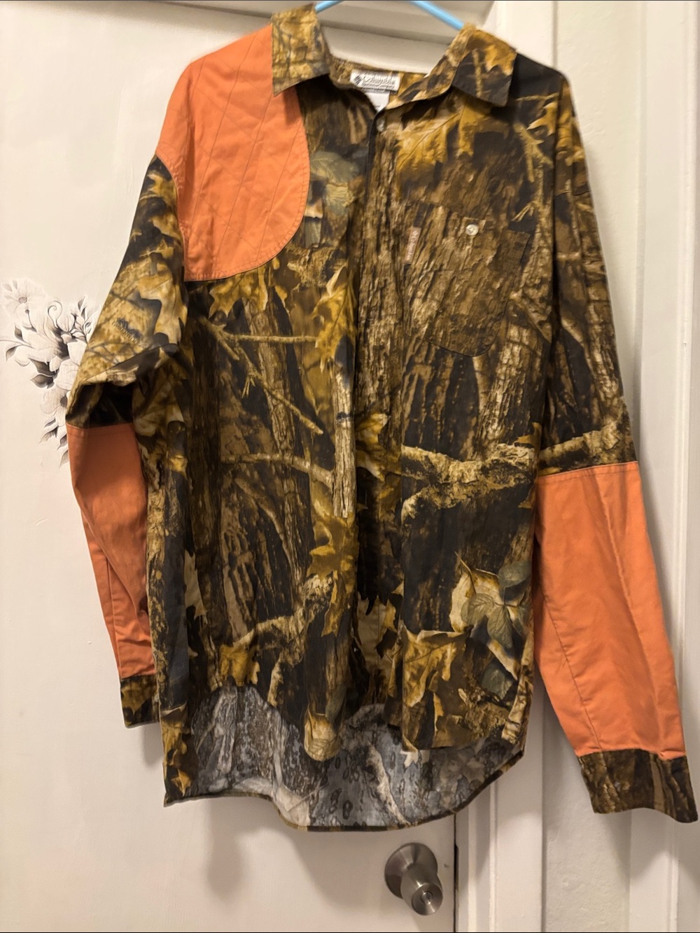 Columbia Men's Camo Button-Down Shirt with Orange Accents